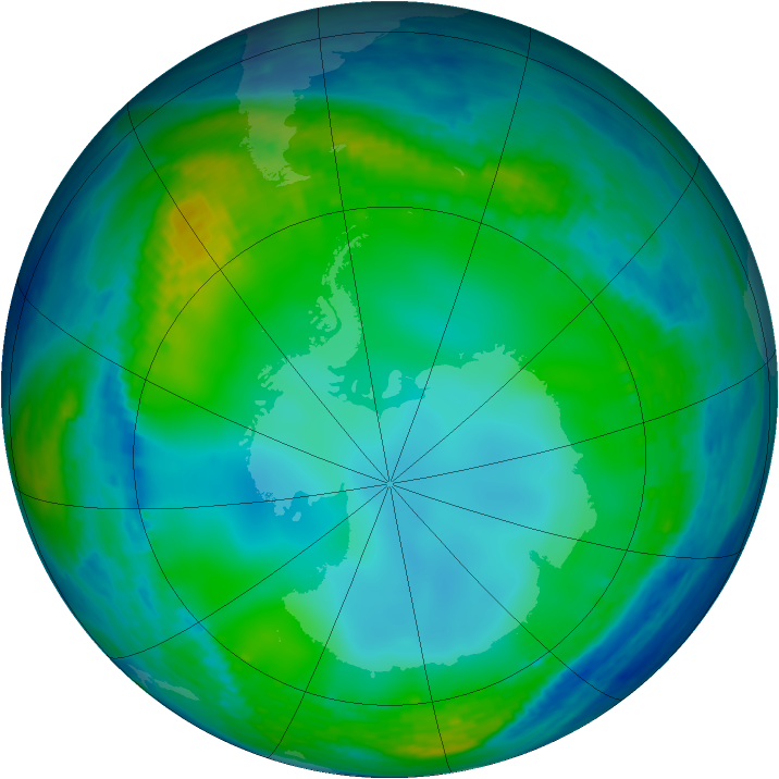 Antarctic ozone map for 29 June 2004